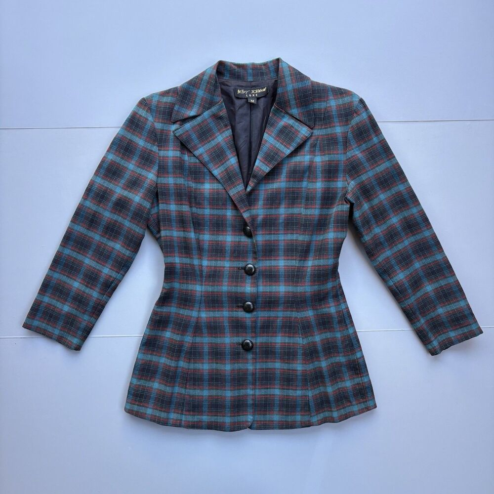 Vintage Betsey Johnson Plaid Jacket Fits Small Tailcoat  Blazer Steampunk READ